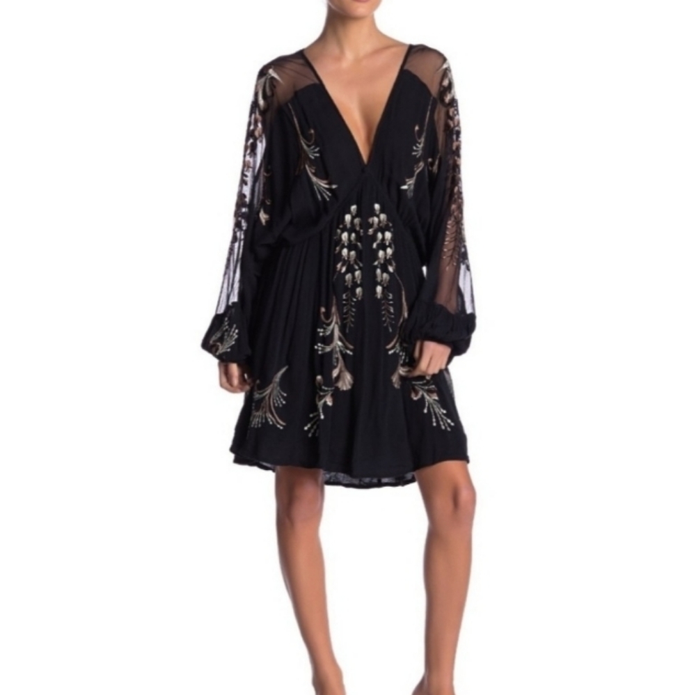 Free People Embroidered Plunge Dress - Picture 7 of 8